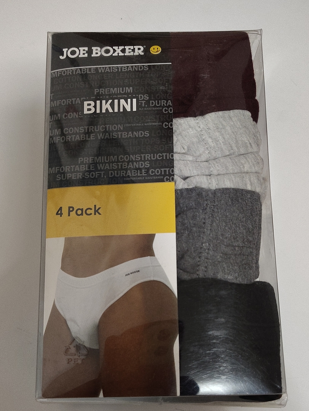 Vintage Kmart Joe Boxer Men's Bikini Underwear - 4 Pack 100% Cotton - Size L